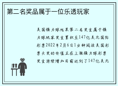 第二名奖品属于一位乐透玩家 